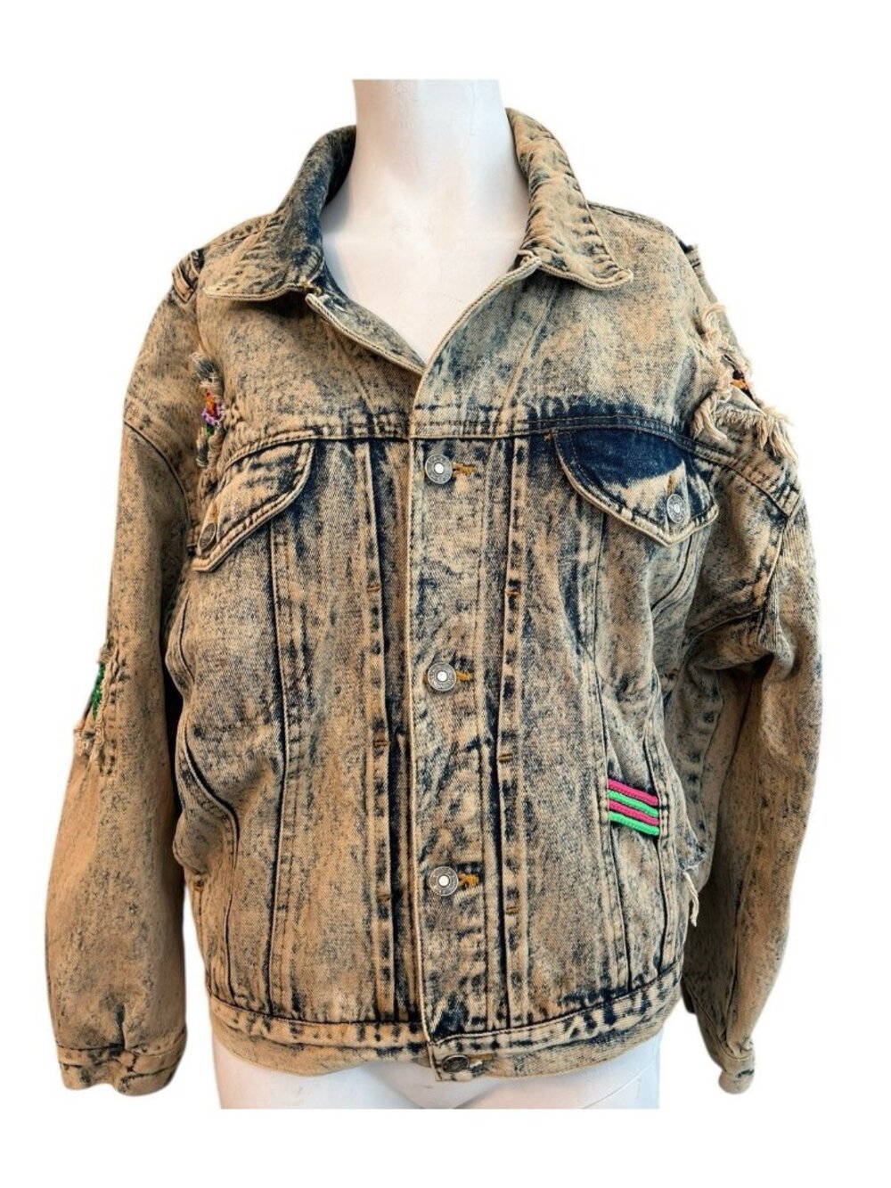 Small Acid Wash Denim Blue Jean Jacket Vintage East West